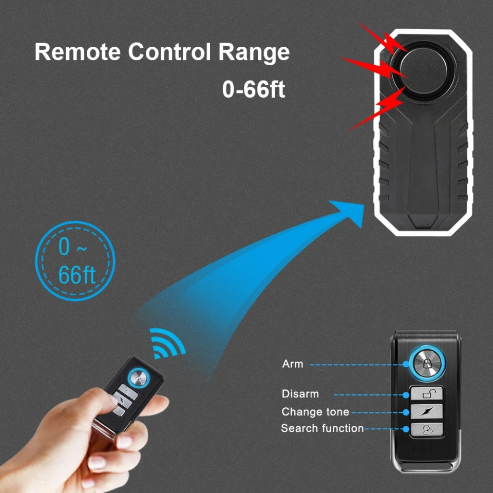 Motorcycle Burglar Alarm with Remote Control 113DB