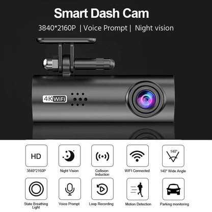 E-ACE 4K UHD WIFI Mini Dash Cam